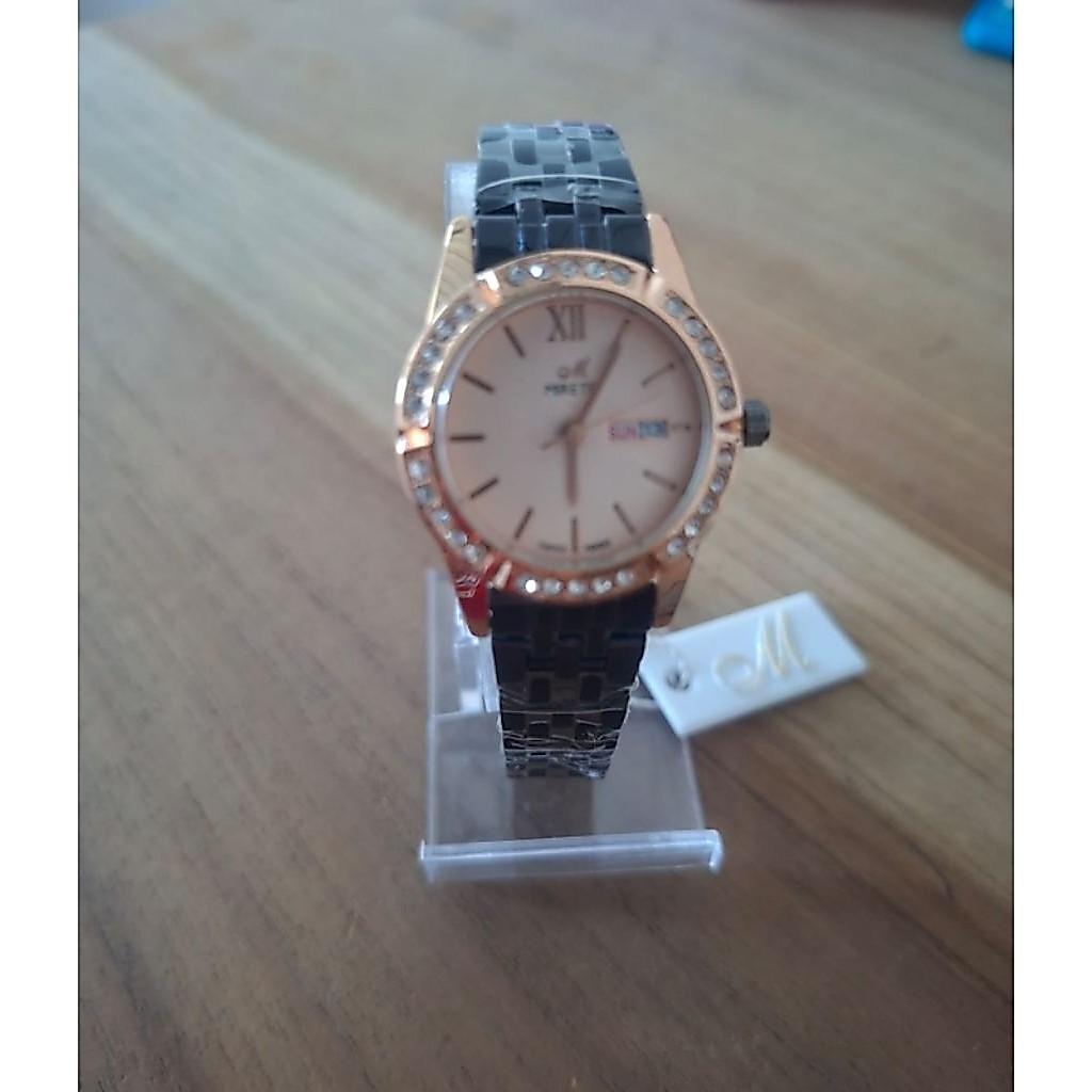 JAM TANGAN WANITA MEWAH Combinasi yg Cantik Hitam Rosgold Tgl Hari Aktif