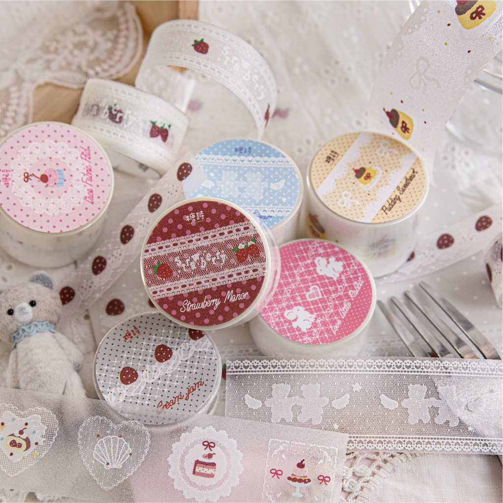 [TOTORI] Handmade Lace series sticker roll DIY Journal PET sticker Scrapbook Diary