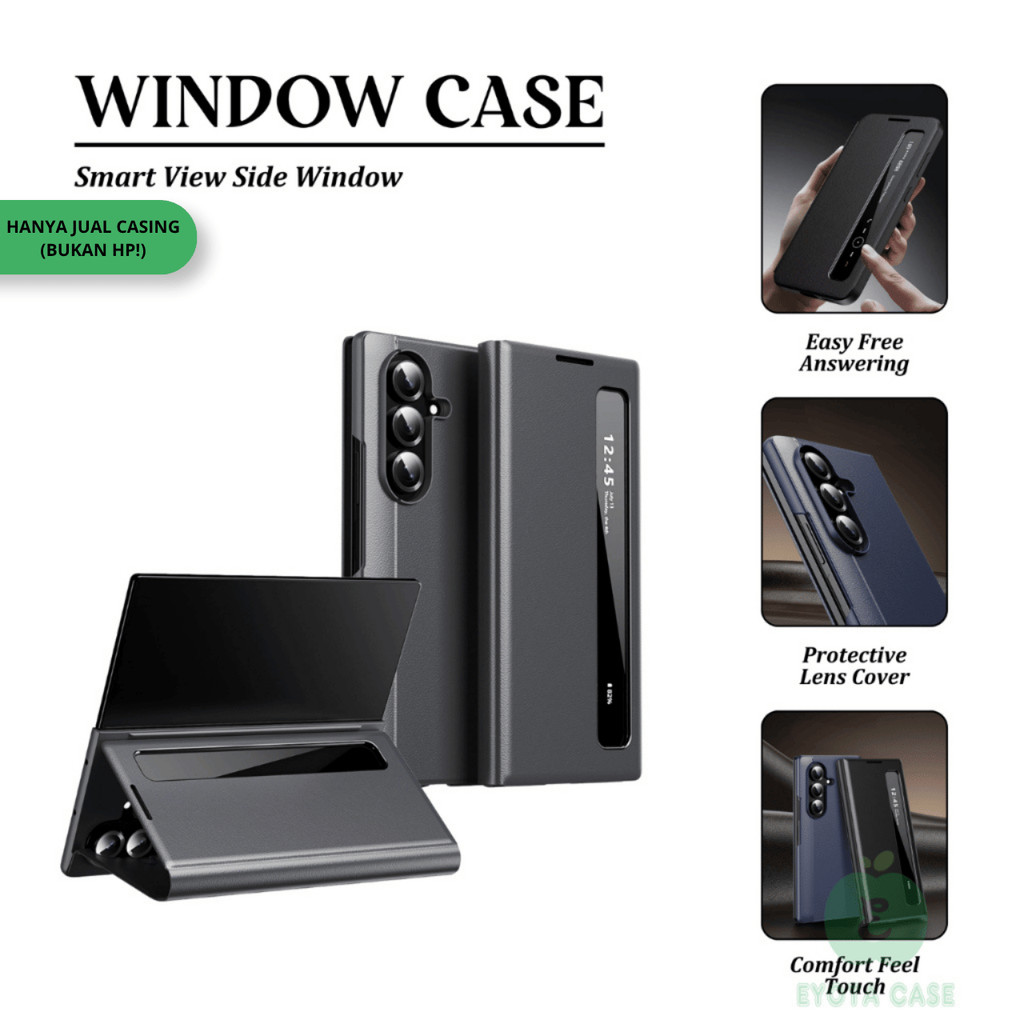 EY-282 SMART VIEW SIDE WINDOW Leather Case For Samsung Z FOLD 7 Z FOLD 6 Z FOLD 5 Z FOLD 4 / ZFOLD4 