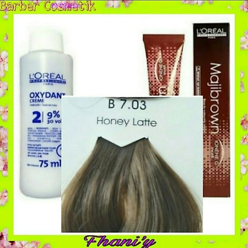 cat rambut loreal majibrown B7.03 honey latte + oxidant / seri khusus tutup uban