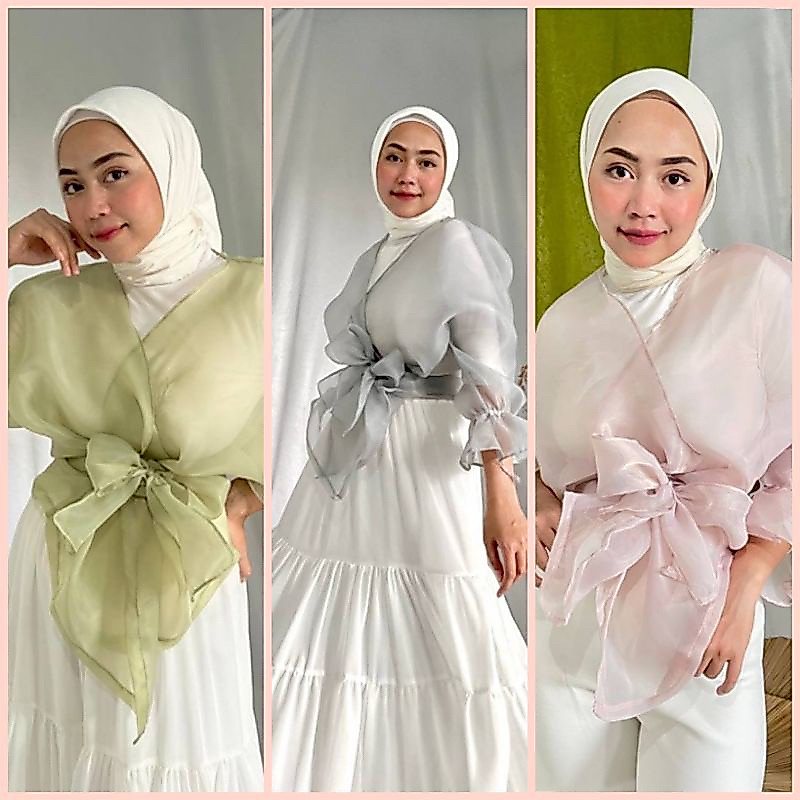 READY  Outer Organza / Outer Kondangan / Outer Pesta / Outer Organza Lengan Balon / Arya Organza Top