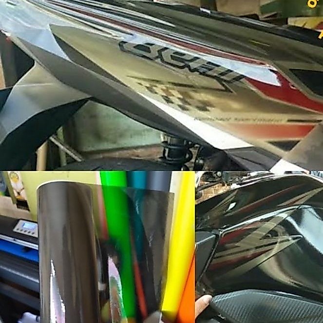STIKER SKOTLET HITAM TRANSPARAN BODY MOBIL MOTOR GLOSSY