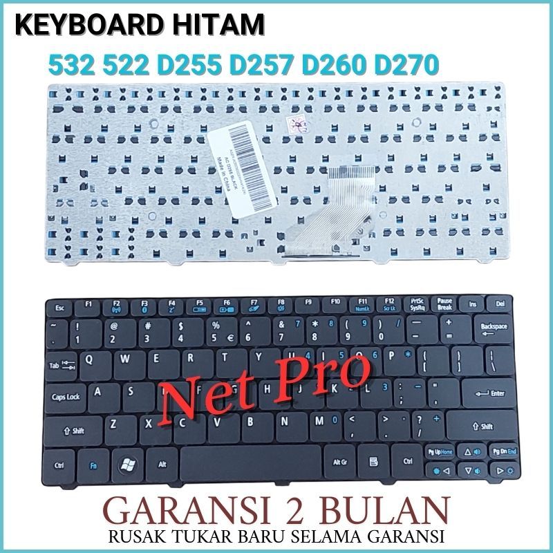 Keyboard ACER ASPIRE ONE 532 D250 D260 D270 522 Series HITAM -NPRO
