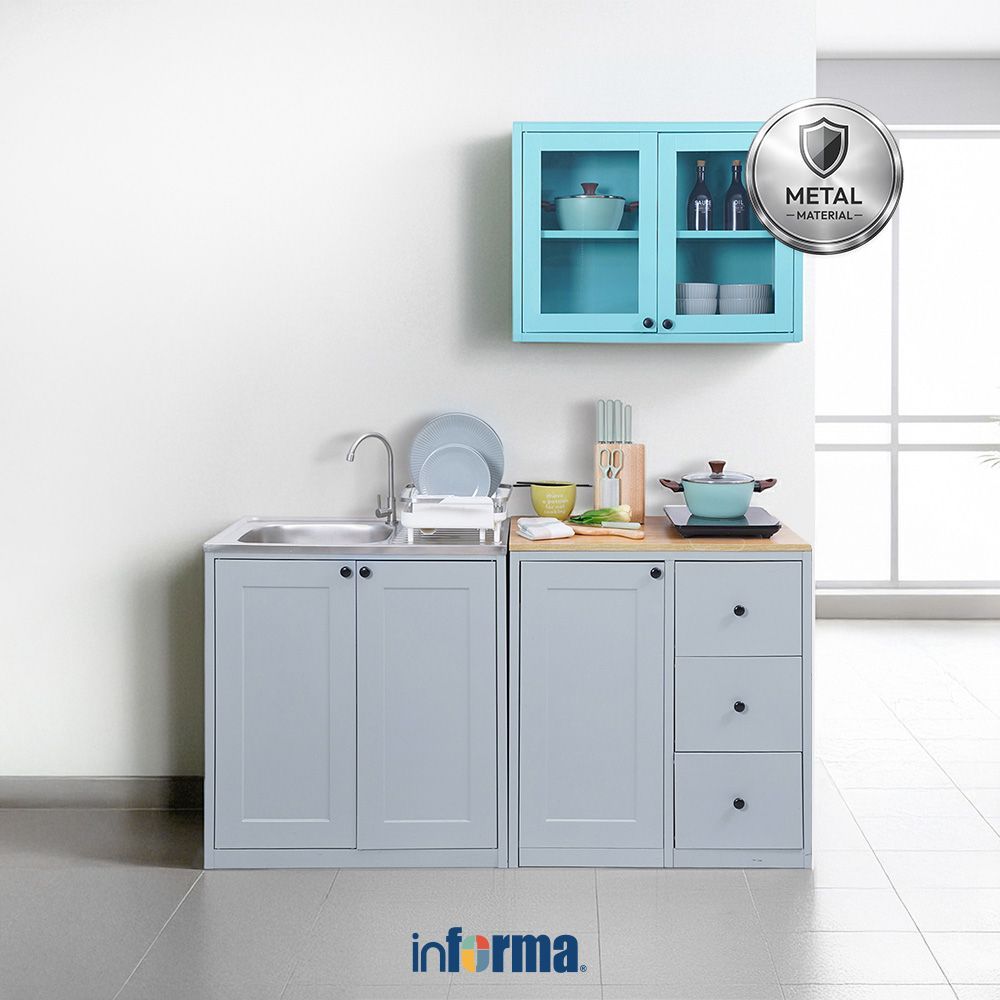 Informa Scott Kitchen Set Metal - Abu-Abu Kitchen Cabinet Lemari Dapur Kitchen Storage Kabinet Set