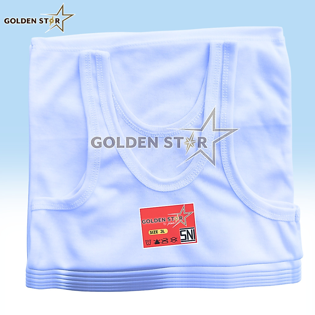 1/2 Lusin (6PCS) Kaos Dalam Anak 11 - 13 THN Polos Putih premium Golden Star - Singlet Newborn baby 