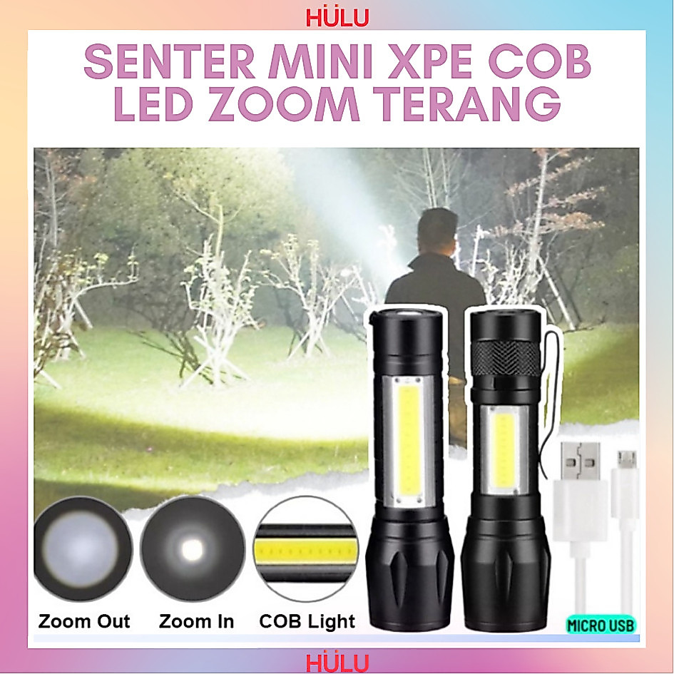 Senter Mini XPE COB LED Zoom Super Terang Swat Police Light Rechargeable Lampu Pencahayaan Mini Untu