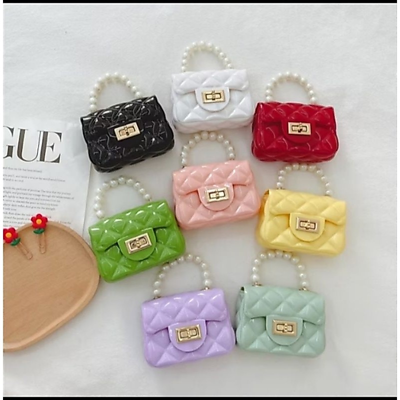 KS Tas Slempang Jelly Mini - Tas Selempang Mini  Mutiara - Tas Hand bag Rantai Fashion Korea