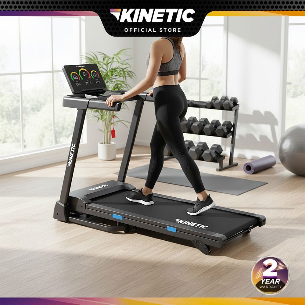 Kinetic Motorized Treadmill 1 HP 15P V2 - Hitam Running Machine Elektrik Kardio Rumah