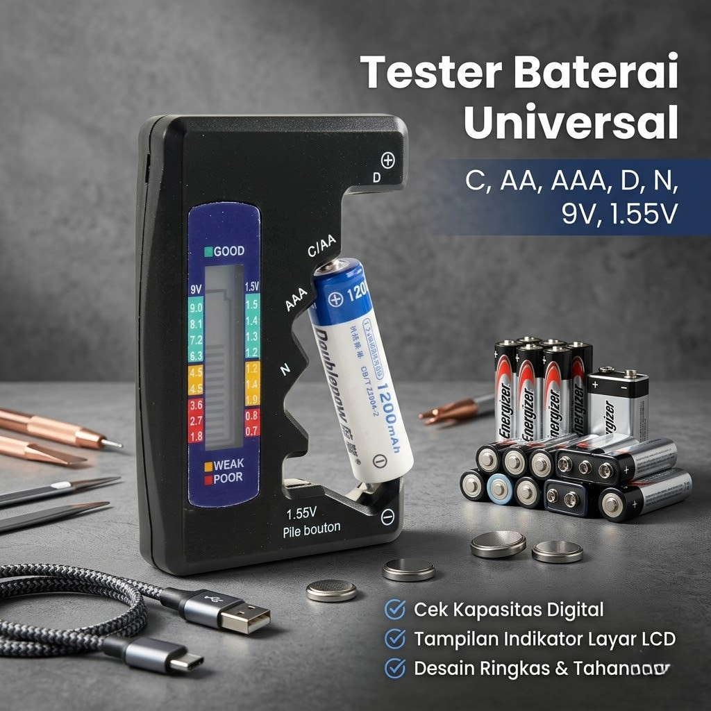 TESTER BATERAI DIGITAL UNIVERSAL - ALAT CEK KAPASITAS BATERAI LCD