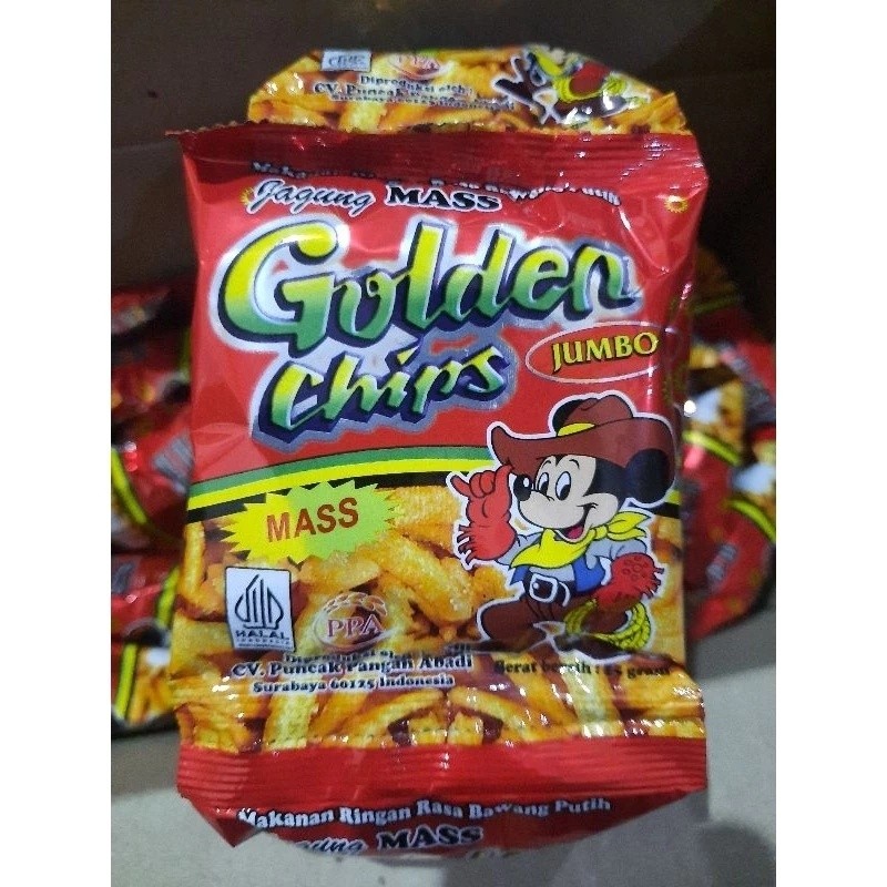 Golden cips 40gr Snack Mass Potato Chips jagung Chips Harga ecer Jadoel jadul