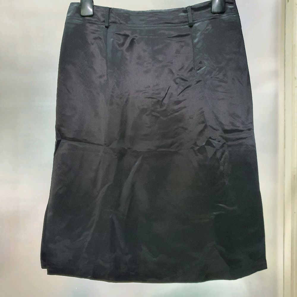 AF rok midi satin hitam mengkilap preloved second bawahan wanita pakaian cewek Dewasa Remaja  Kerja