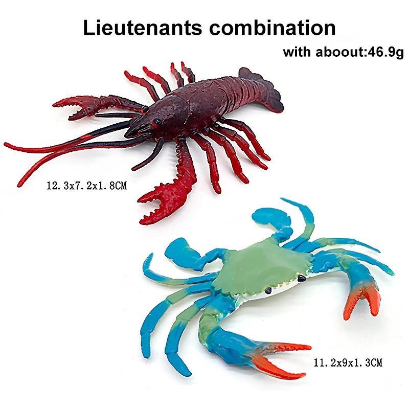 Mainan Model Simulasi Hidupan Laut Plastik DIY, Kuda Laut, Lobster, Kepiting, Mainan Sains, Figur Ak