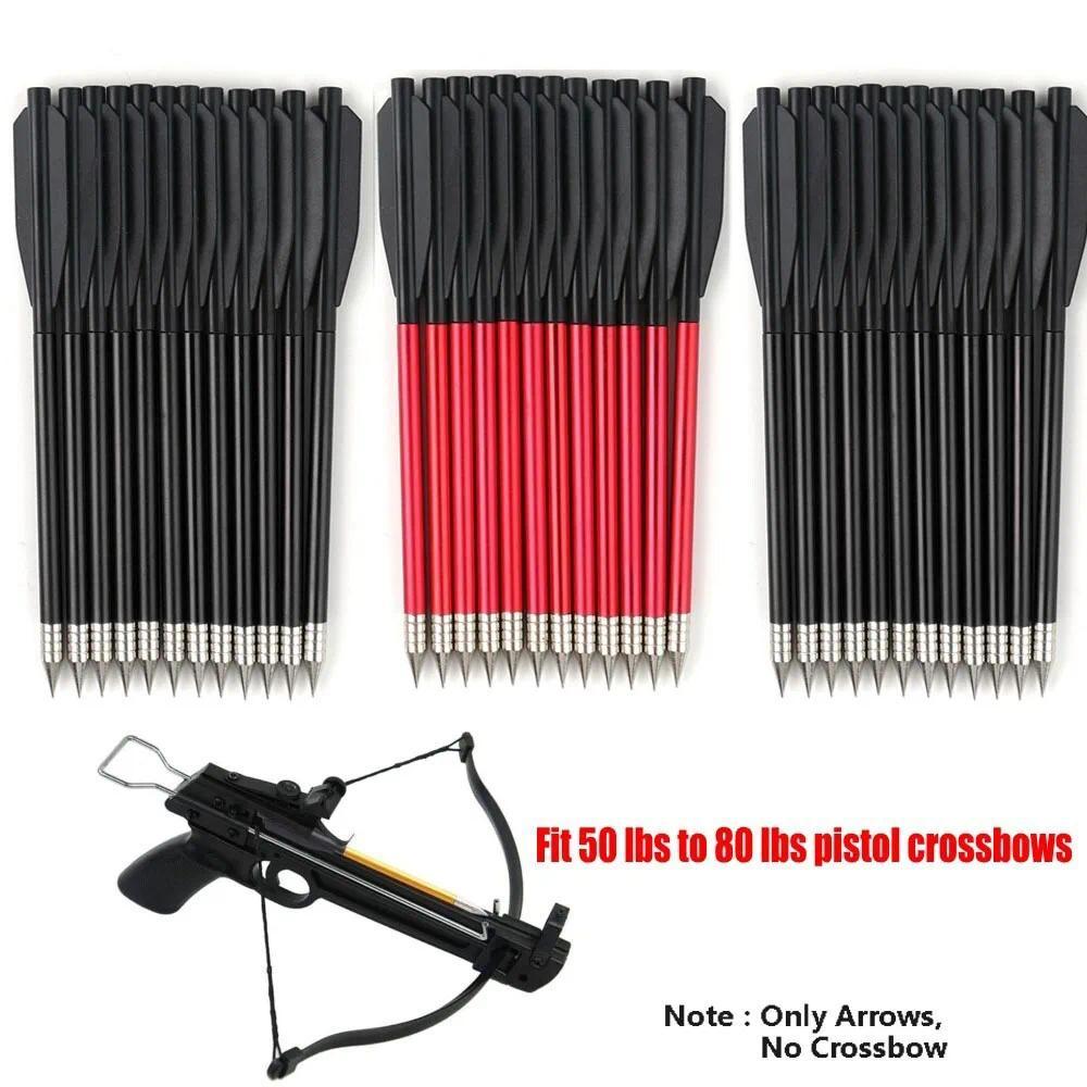12/24 Pack Archery Pistol 6.3" Crossbow Bolts Aluminium Crossbow Arrows for 50-80lb Mini Crossbow  S