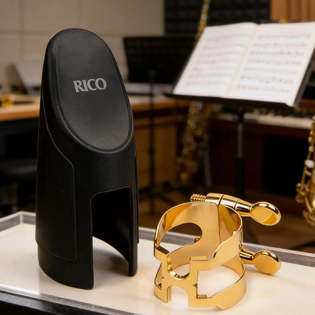 RICO H goldplated ligature hard rubber mouthpiece Bb soprano Eb alto Bb tenor Saxophone Bb clarinet