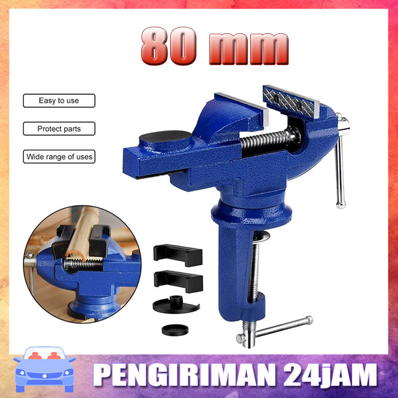 AUPSHOP COD Klem ragum bangku portabel 80mm Ragum bangku 4/5 inci Ragum bangku besi asli Ragum bangk