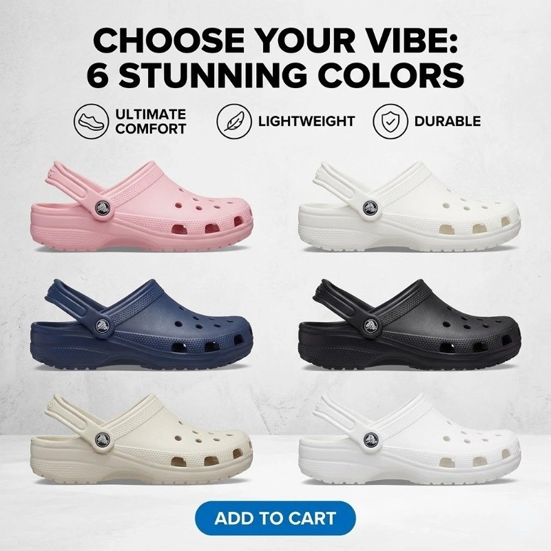 [COD] Ready stock ORIGINAL CROCS UNISEX CLASSIC CLOG / ORI Sandal Crocs Classic Clog- Putih/Hitam/Bo