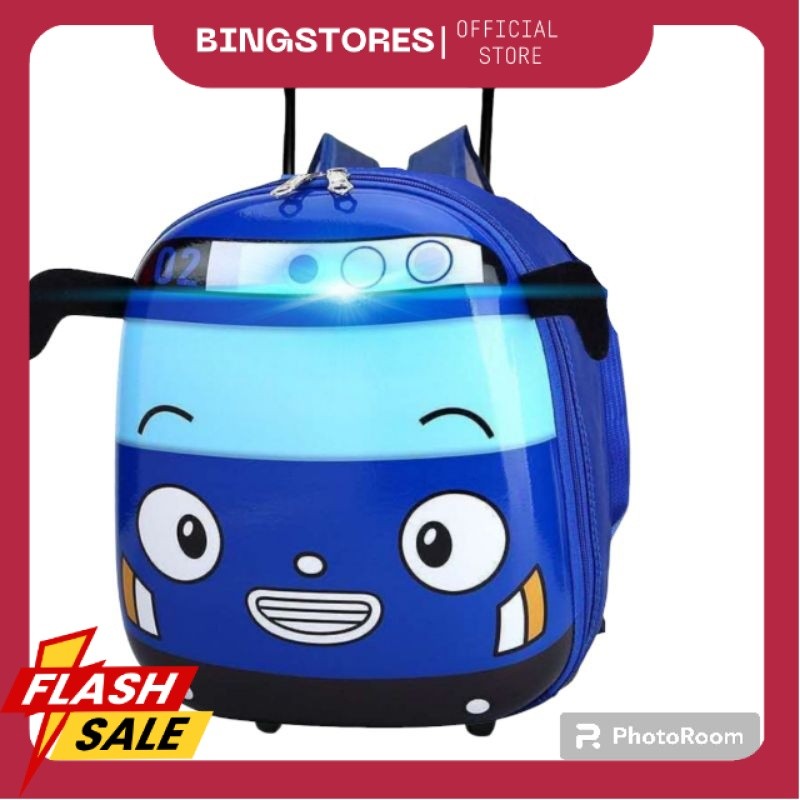 DBS TROLLY TAYO Tas Ransel Sekolah Paud TK Model Bus Tayo Led Bisa Nyala DS