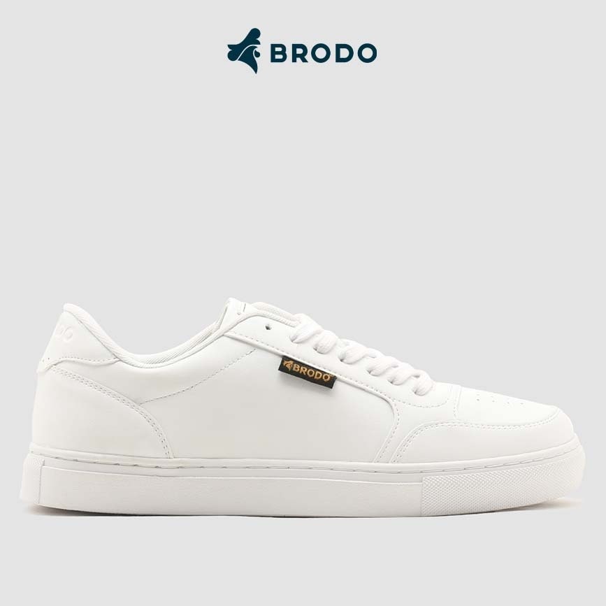 Brodo - Sepatu Sneakers Pria Putih Faux Leather