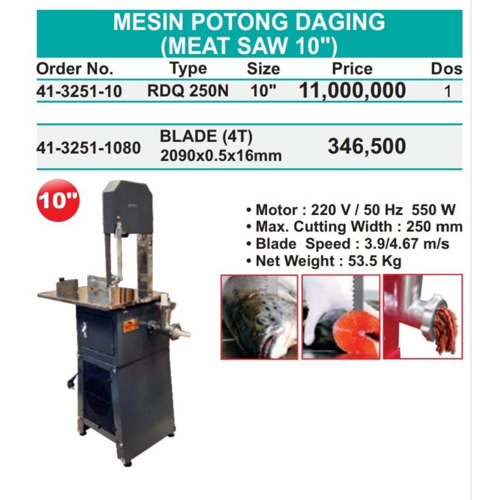 Wipro Pisau Potong Daging Table Meat Bone Saw RDQ-250N Wipro / Blade Pisau Bone Saw Wipro RDQ-250N