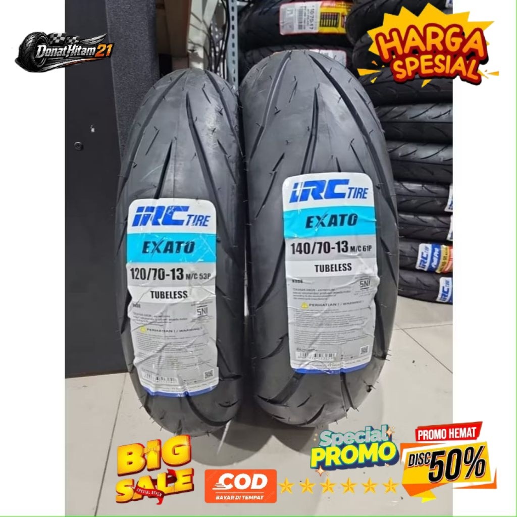 PROMO Sepasang ban nmax ukuran 140/70-120/70- ring13 tubless merk IRC