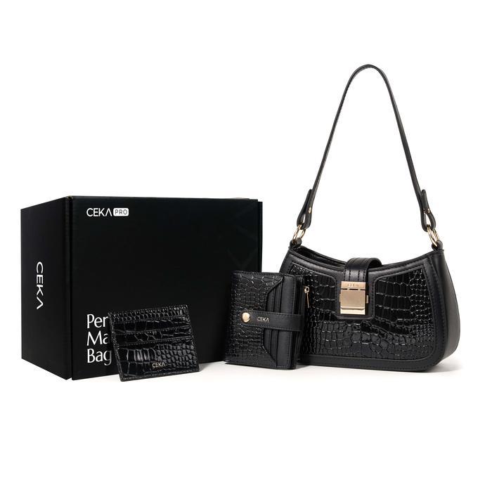CEKA PRO Tas Shoulder bag Wanita Handbag Original Branded Paket Hemat Hampers - Laila Gift Set - Bla