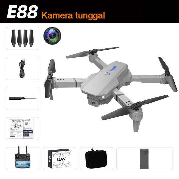 Roscloud Drone E88 Pro,  pesawat tanpa awak quadcopter dengan kontrol jarak jauh kamera tunggal dan 