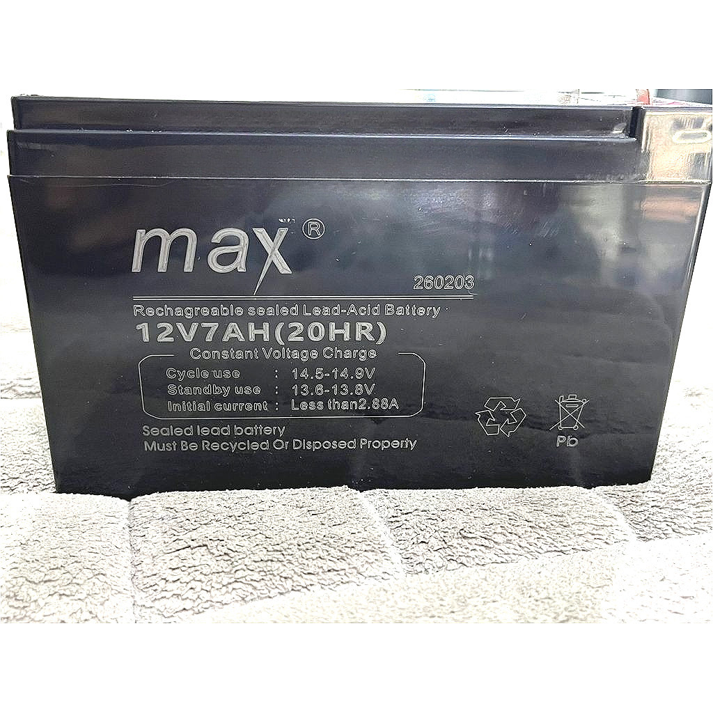 MAX ACCU AKI KERING 12V 12VOLT 7A 7 AMPERE MAX UPS AKI BATERAI KERING 12V 7AH 20HR MAX