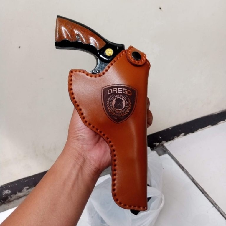 HOLSTER DALAM REVOLVER POLRI SARUNG SENJATA KULIT ASLI MODEL SLIP DALAM PINGGANG