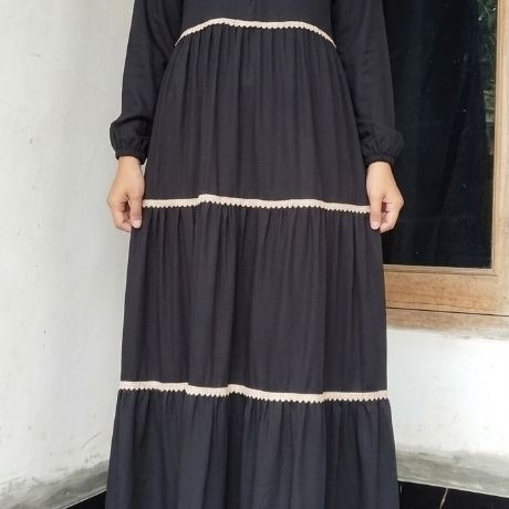 GAMIS POLOS renda dari bahan rayon twil