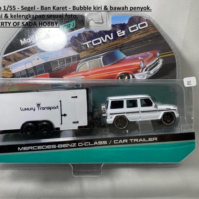 Maisto 1/55 Tow & Go Mercedes-Benz G-Class & Car Trailer White Fullset