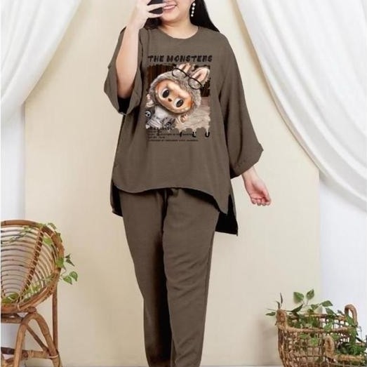 zen set crinkle jumbo ld 120-140cm/setelan one set jumbo /fashion tiktok