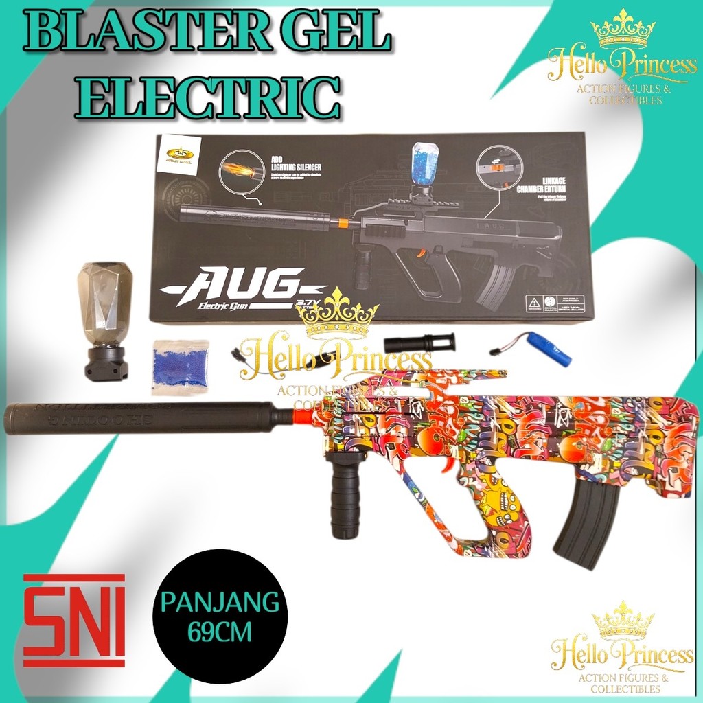 AUG Water Gel Blaster Otomatis F967B Mainan Outdoor Baterai Cas
