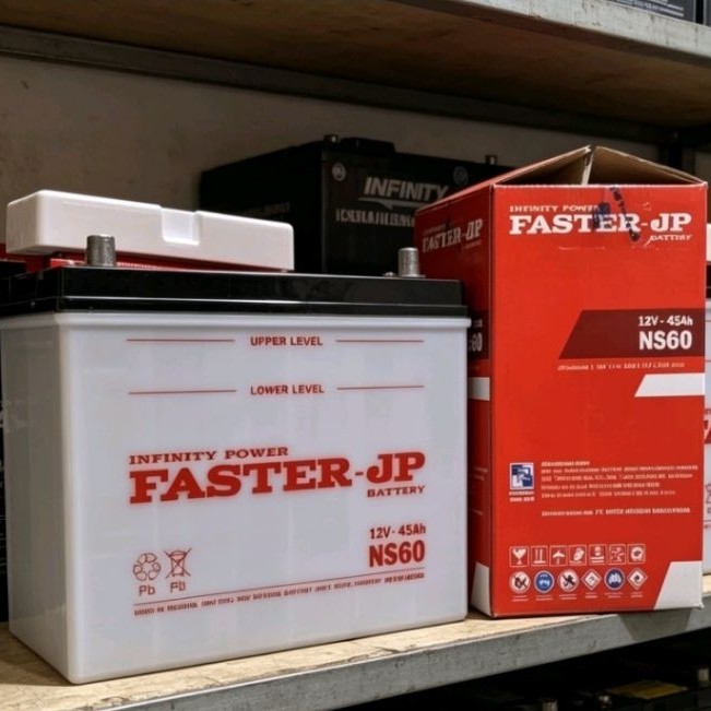 aki basah untuk  MOBIL MERK faster  JP NS60 45 AMPER 12 VOLT