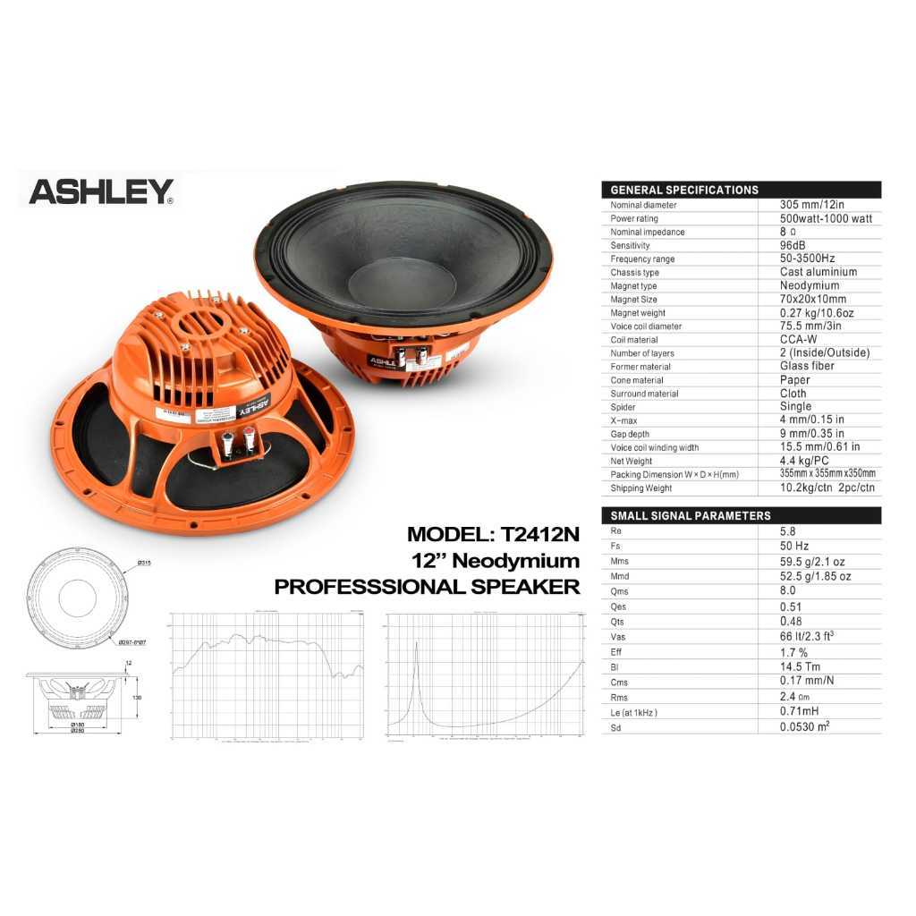 Speaker component ASHLEY T2412N T24 12N T 24 12 N ORIGINAL 12 INCH