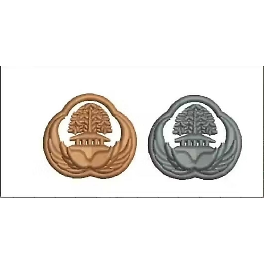 PIN KORPRI KHAKI DAN PUTIH SILVER BORDIR TIMBUL