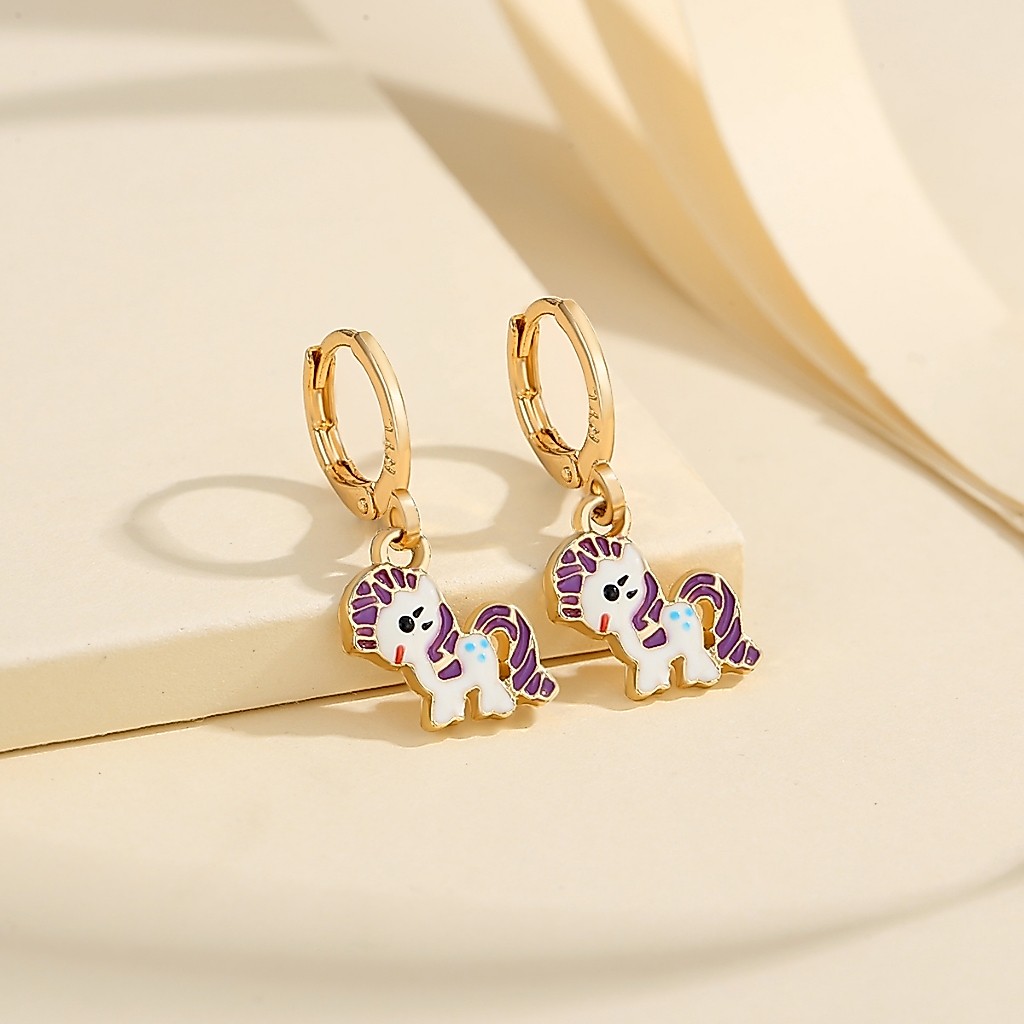 Lanmi Jewelry Perhiasan Anak Anak Asli Unicorn Anting Anak Perempuan Murah Anak Anting Lapis Emas An
