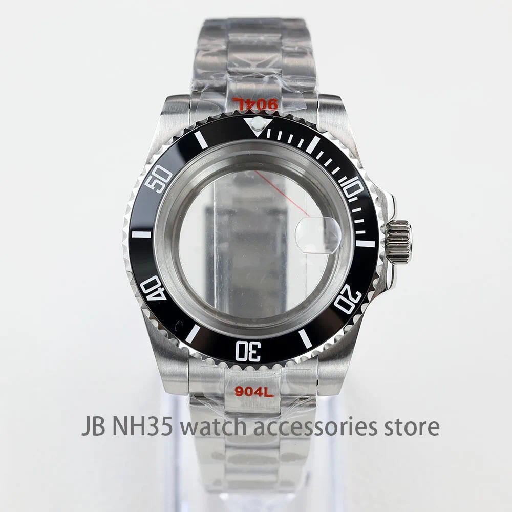 Casing Jam Tangan NH35 40mm Baja Anti Karat Kaca Safir Untuk Mesin nh35 nh36 Dial 28.5mm Gelang Oyat