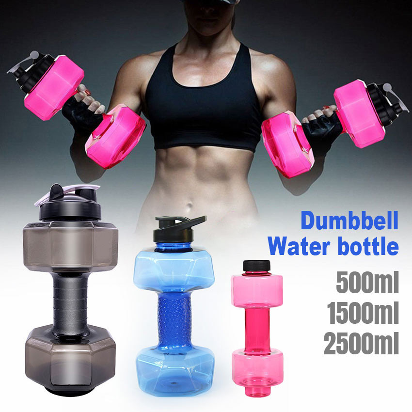 Botol Minum Barbel Gym Olahraga Dumbbell Water Bottle Kapasitas 0.5 Liter 1.5 Liter 2.5 Liter