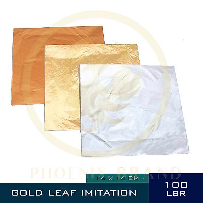 100 lbr Gold Foil Gold Leaf 14 CM Lembar Kertas Emas Imitasi Prada Jerman Prada Sepuh