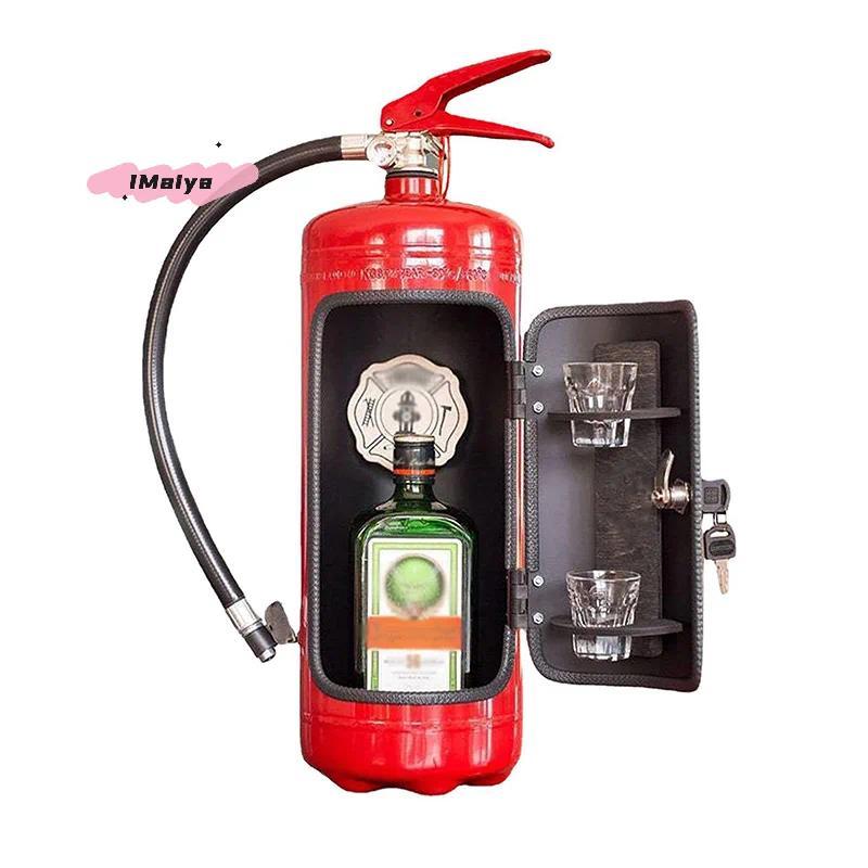 M-Fire Extinguisher Shaped Wine Box Ornament Mini Bar Cabinet Decor ampagne Liquor Storage Fireman's