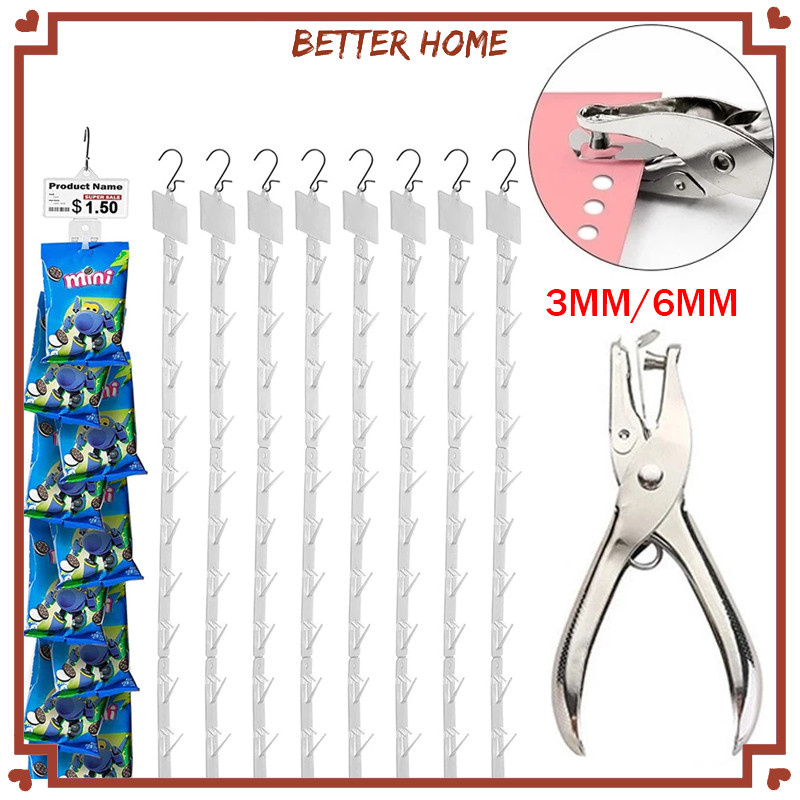 20set Clip Strip Display Makanan +kait/Supermarket Snack Plastic Clip Strip-Gratis Mesin Pelubang