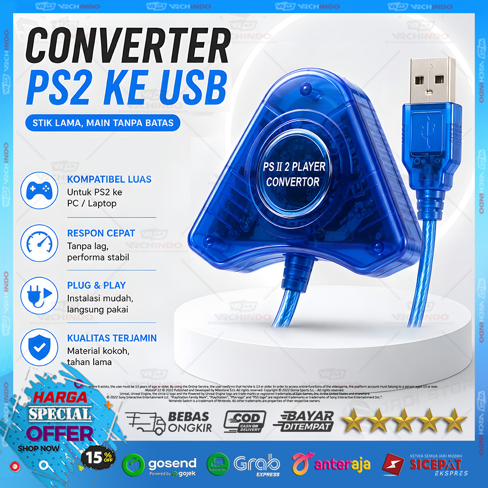 Converter Stik PS2 Ke PC / Laptop - Connector Stick PS2 ke USB cocok untuk PS3 / Laptop / PC /  Macb