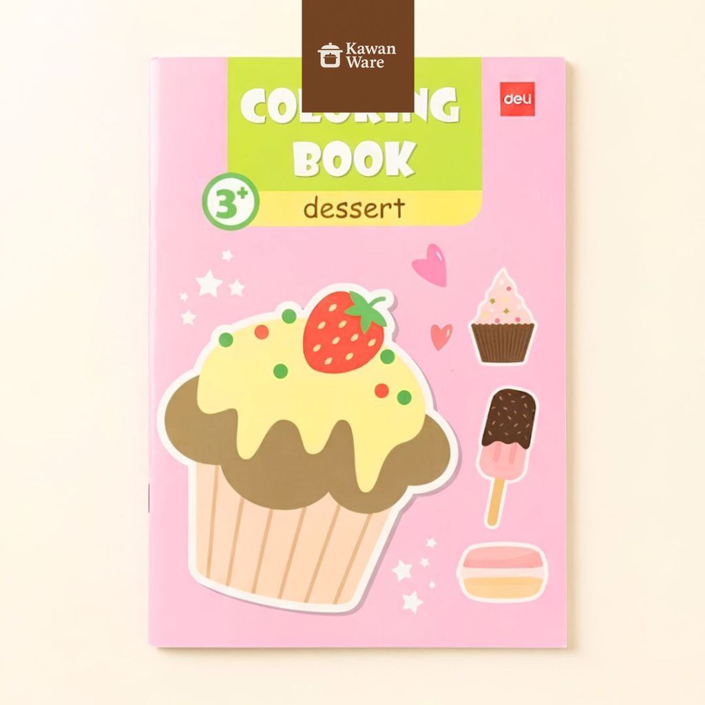 KAWANWARE  - N068 Deli Drawing Book Buku Mewarnai Edukasi Anak Motif Dessert Kertas Tebal Makanan Ma