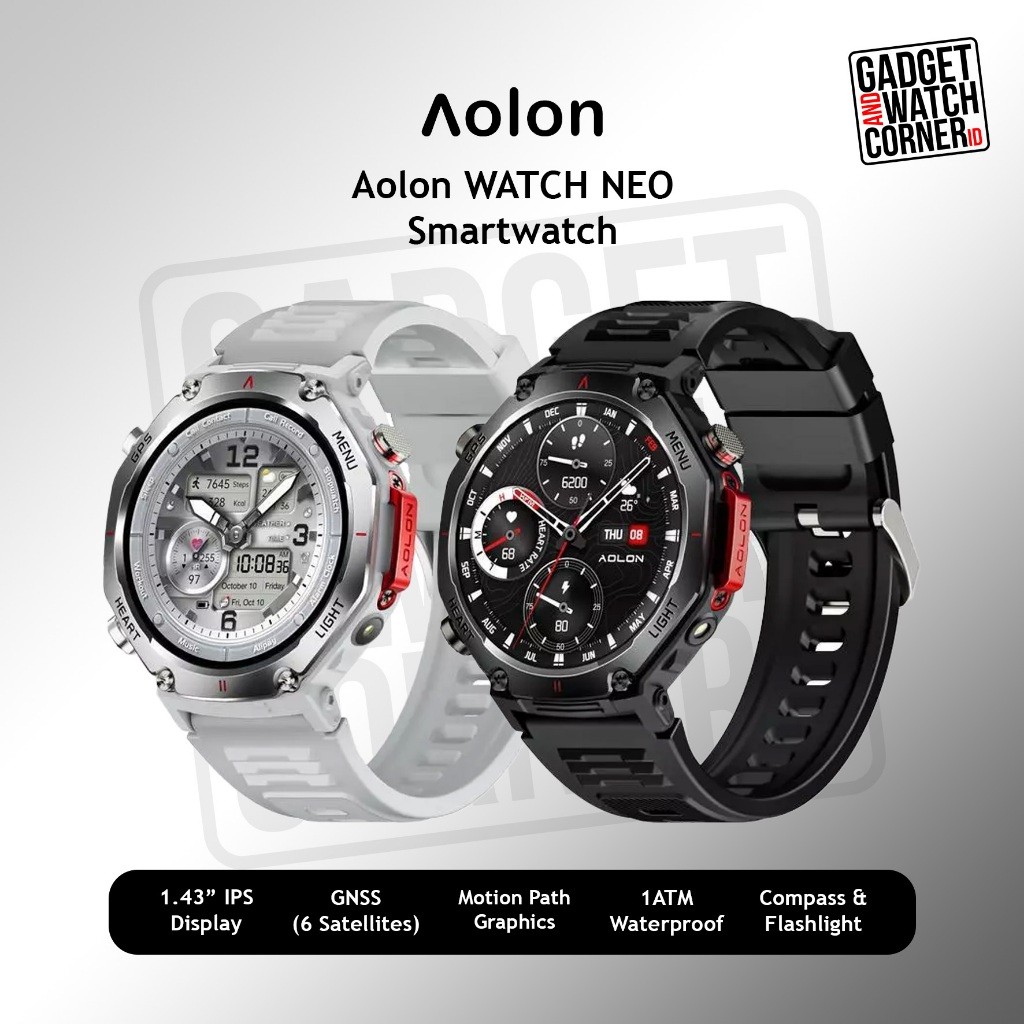 Aolon NEO 2026 Smartwatch GPS Map 1.43" GNSS Tahan Air 1ATM