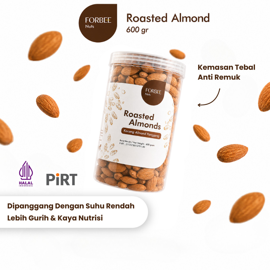 Kacang Almond Panggang Forbee 600g | Roasted Almond | Snack Sehat | Cemilan Sehat Kacang Kacangan