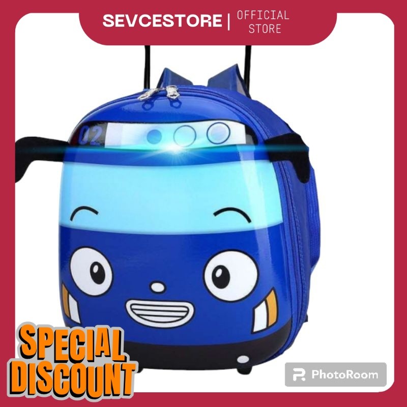 DBS TROLLY TAYO Tas Ransel Sekolah Paud TK Model Bus Tayo Led Bisa Nyala DS