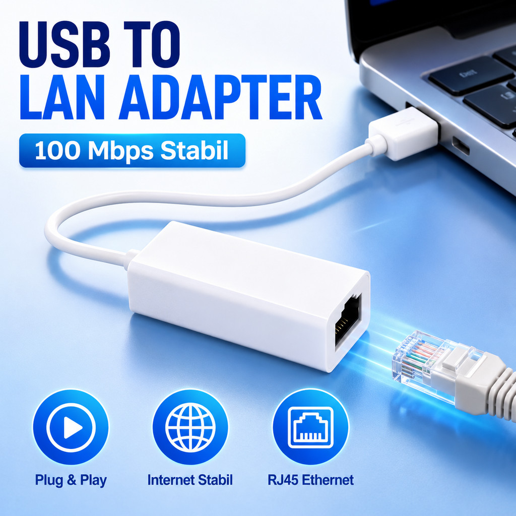 USB to LAN Ethernet Adapter RJ45 USB 2.0 100Mbps Converter Wired Network Card Laptop PC Windows Mac 