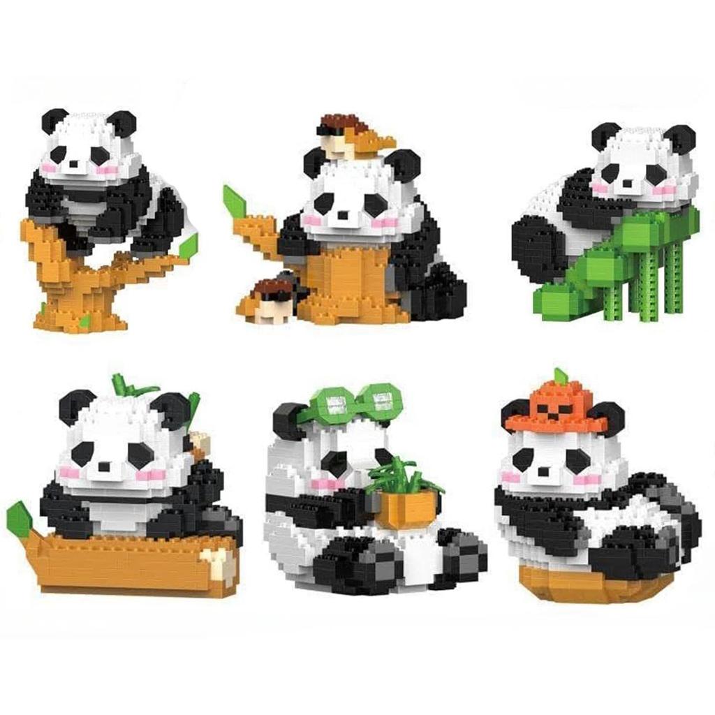 Set Blok Bangunan Mini Panda, Batu Bata Mikro Nano, Hadiah Pesta Sempurna untuk Remaja, Batu Bata Ba