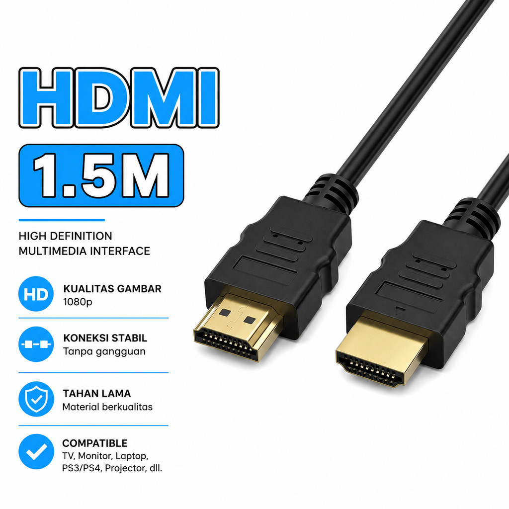 Kabel HDMI 1.5M Untuk PS4 PS5 Xbox TV Monitor-Kualitas gambar tajam-Suara jernih