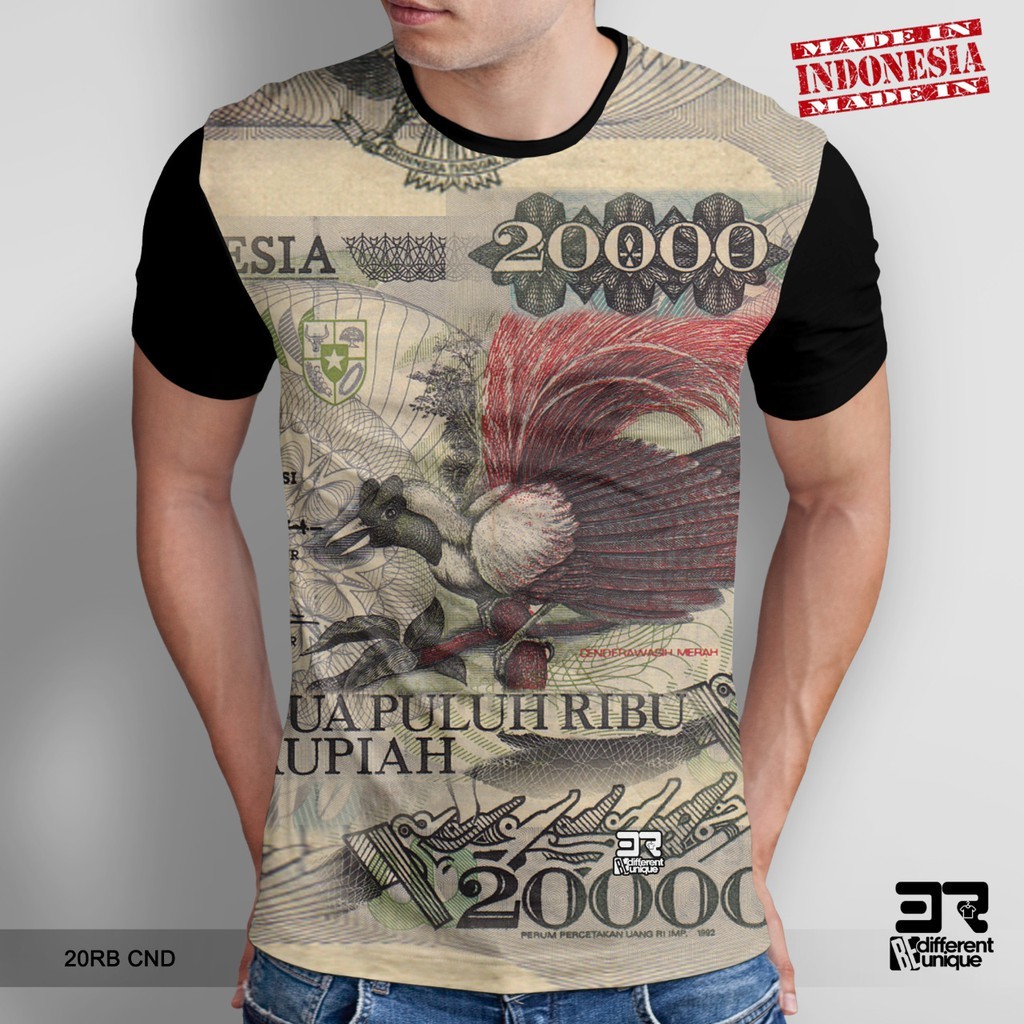 KAOS PRINT 3D DISTRO 3R UNISEX DEWASA & ANAK DUA PULUH RIBU 20K CENDRAWASIH